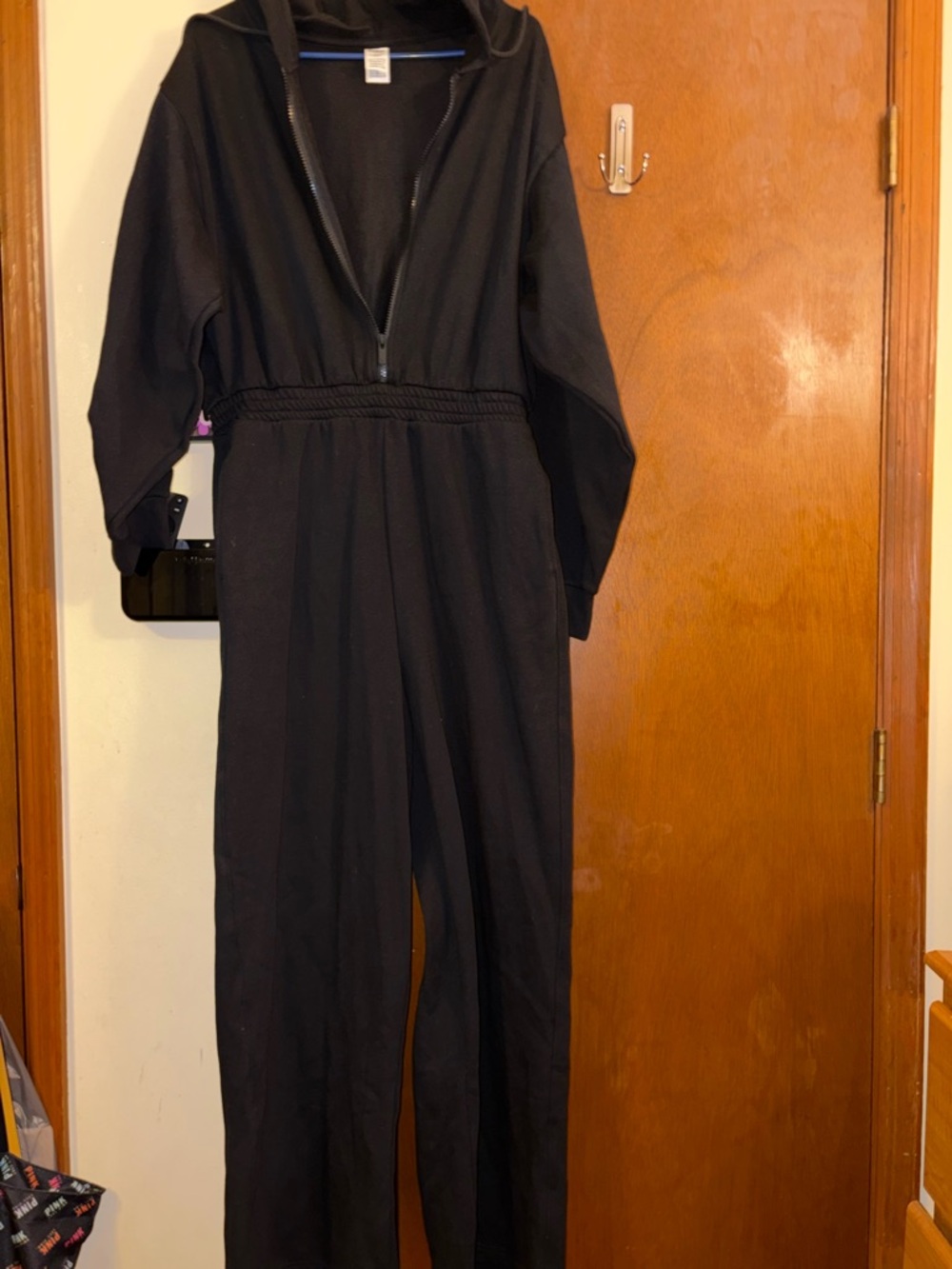 PINK Victoria's Secret Black Hooded Zip Jumpsuit